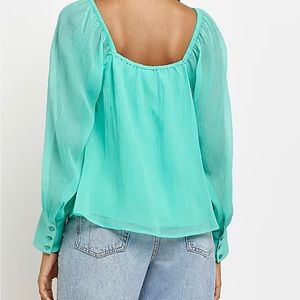 BLUE BARDOT BLOUSE